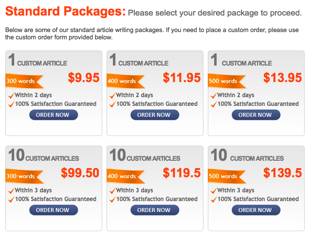 Content mill article order form