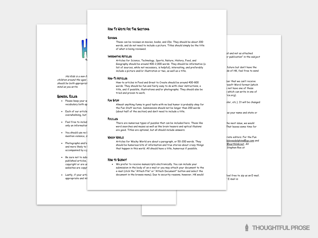 My first writer's guidelines at age 14